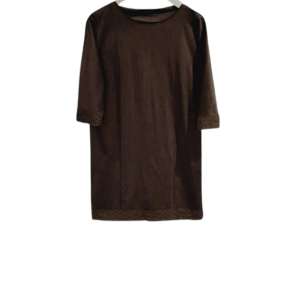 ZARA FAUX SUEDE, LACE, BROWN OLIVE  DRESS,  SIZE S, NWOT - Picture 5 of 5